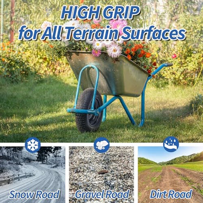 GICOOL 14.5" 3.50-8" Wheelbarrow Flat Free Tire and Wheel for Trolley Dolly - size: 3.50-8 (1 Pack)