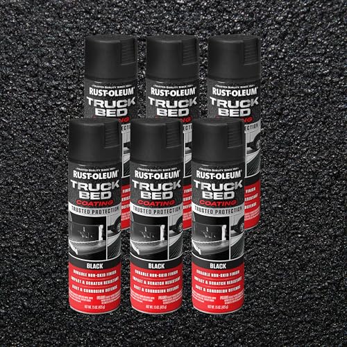 Rust-Oleum Automotive Truck Bed Coating Spray Paint, Black - color: Black, size: 15 Ounce (Pack of 6)