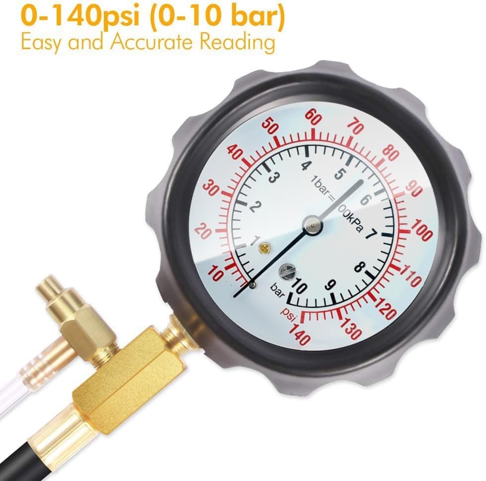 BETOOLL 0-140PSI Fuel Injector Injection Pump Pressure Tester Gauge Kit Car Tools (Master) - size: Master