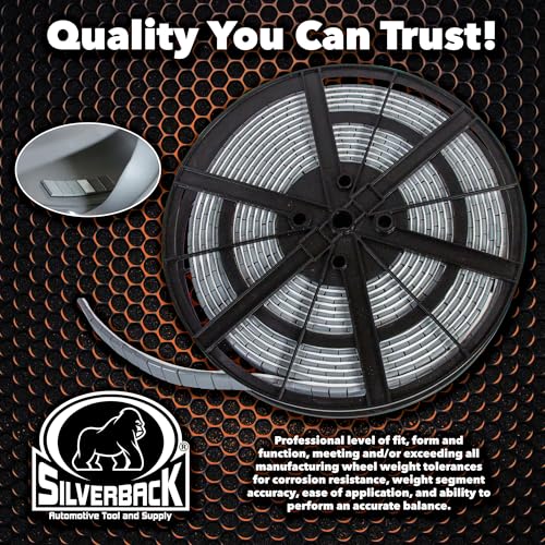 Silverback 1/4 oz Grey Steel Adhesive Wheel Weights EZ Peel 10 lb Roll - color: 1 Roll 1/4 oz Grey