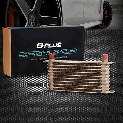 G-PLUS Universal Gold Engine Aluminum Transmission Racing Oil Cooler 10 Row - color: Gold-Japanese-style, size: 10 Row AN10