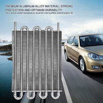 Car 8 Row Remote Transmission Oil Cooler Kit, AutoManual Radiator Converter, Aluminum Alloy Material, Reduce Coolant Temperature, Excellent Cooling Effect, Extend Engine Life,