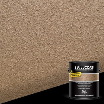 Tuff Coat Medium Texture Rubberized Non-Skid Deck Coating – Textured Non-Slip Safety Surface for Pool Decks, Docks, Boat Ramps, Patios, Walkways & High-Traffic Areas (UT-217 Tan 5-gallon) - color: Tan, size: 640 Fl Oz (Pack of 1)
