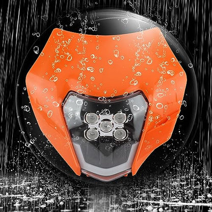 Dirt Bike LED Headlight,Universal Motorcycle Head Lamp Kit Compatible With Motocross Pit Bike Enduro ATV Supermoto 150 250 350 450 500 SX XCW EXC SXF XC SMC R 690(Orange) - color: 16-5LED Orange