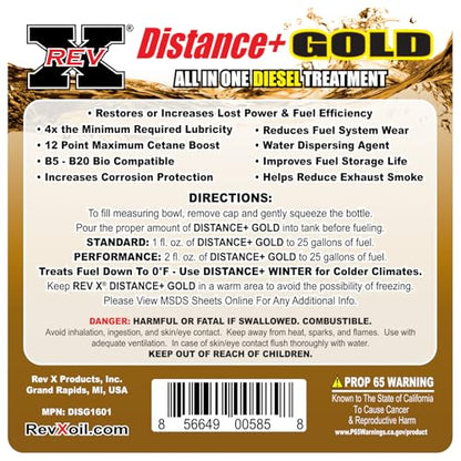 REV X Distance+ Gold High Lubricity Diesel Additive - 16 fl. oz.