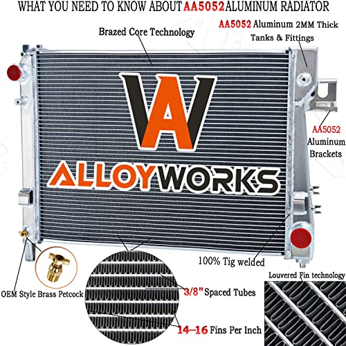 ALLOYWORKS 4 Row Radiator For 2002-2004 Dodge Ram 1500 3.7L 4.7L 5.7L/ 2003 Ram 2500 3500 5.7L