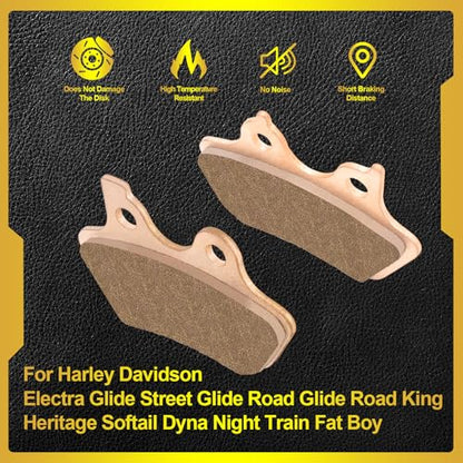 Sintered Disc Brake Pad For Harley Davidson 00-07 Dyna Series, Touring Series, Softail Series, 00-03 Sportster Series, 02-05 V-Rod (3 Set)