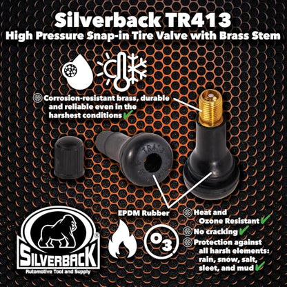 Silverback TR413 Snap-in Tire Valve Stems, Pack of 100 - size: TR413