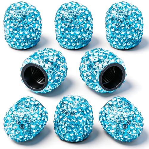 8PCS Bling Crystal Diamond Tire Stem Valve Caps, Dustproof Car Wheel Tire Valve Caps Universal Tire Valve Stem Covers for Cars, SUV, Trucks, Bikes, Motorcycles, Bicycles (Light Blue) - color: Light Blue, size: 8 pcs