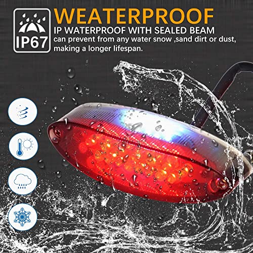 DREAMIZER Universal Motorcycle 28 LED Tail Lights Run Driving License Plate Light Rear Brake Indicator Lamp Compatible with Bobber ATV Quads Street Cruiser Dirt Bike - size: Oval