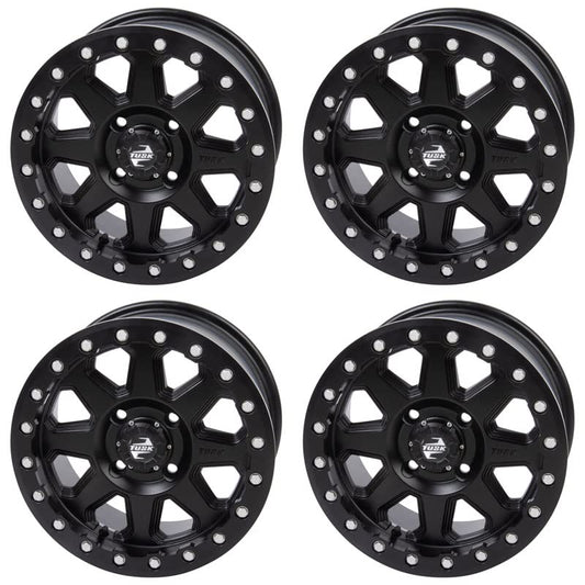 (4 Pack) 4/137 Tusk Uinta Beadlock Wheel 15x7 4.0 + 3.0 Matte Black For Can-Am Outlander Max 6x6 1000 XT 2019-2025