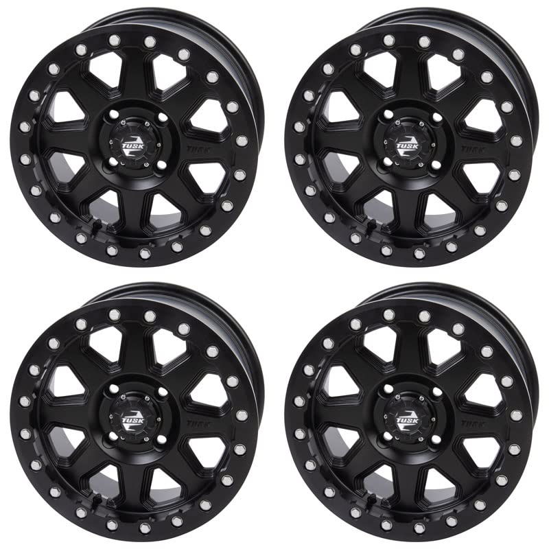 (4 Pack) 4/137 Tusk Uinta Beadlock Wheel 15x7 6.0 + 1.0 Matte Black For Can-Am Maverick X3 X RC Turbo R 72 Inch 2018-2019