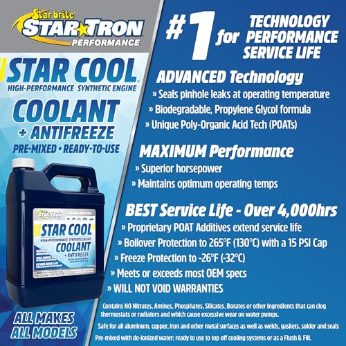 STAR BRITE Star-Cool Premium Synthetic PG Engine Coolant - 64 OZ (033264) - size: 0.5 Gallon