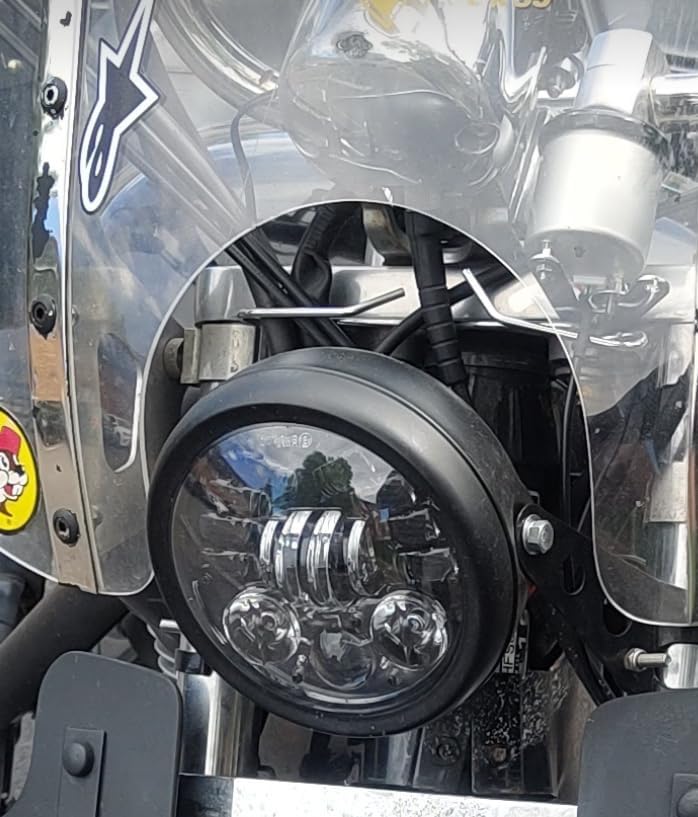 5.75in Motorcycle Headlight White DRL Amber Turn Signal w/Housing - color: White Halo W/ Housing