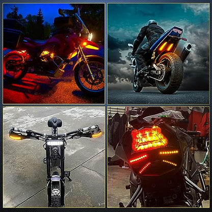 Nilight 2PCS 5 Inch LED Motorcycle Turn Signal Tail Light Strips Yellow Amber Beam Flexible Bend Adhesive Universal Fit Harley Motorcycles Dirt Bikes Snowmobile ATV - color: White,Yellow