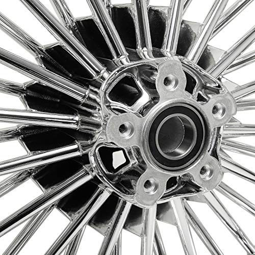 TOFR 18x3.5 16x3.5 Chrome Fat Spoke Wheels For Harley Touring Baggers 00-08 - color: Chrome, size: Front:18x3.5 Rear:16x3.5