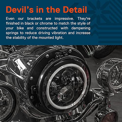 TRUE MODS 7 Inch LED Headlight Kit 4.5 Inch Passing Lights Harley Davidson - color: Black, size: Headlight + Bracket + Passing Lights
