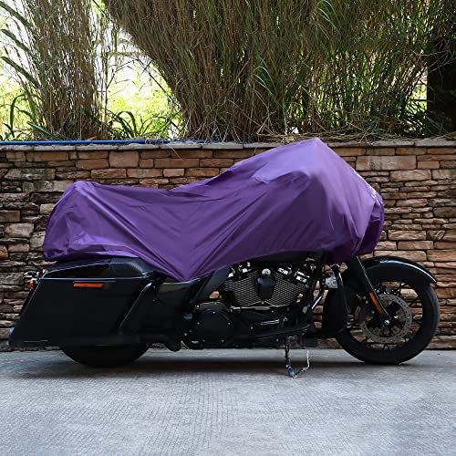 X AUTOHAUX Motorcycle Cover Lightweight Half Cover Outdoor Waterproof Rain Dust Protector Purple L Size for Most Full Dress Touring Cruiser - color: Purple, size: L