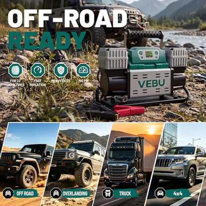‌Off-road Air Compressor 12V Tire Inflator, 150PSI with Auto Shut Off, Digital Display & Preset, 10.6CFM Fast Inflation for Off-road Vehicles, Trucks, SUVs, RVs, ATVs - style: Dual Cylinders + Digital Display