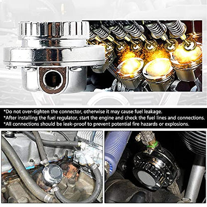 1-5 PSI Fuel Pressure Regulator Adjustable Manual Universal for Carburetor Carb Zinc Alloy FPR with 8MM 10MM (5/16" 3/8") Hose Fittings