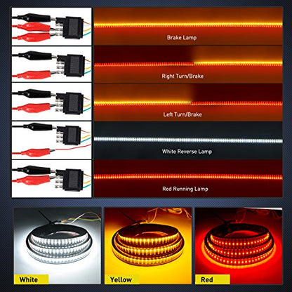 Nilight 60 Inch Truck Tailgate Light Bar Triple Row 504 LEDs - color: 60" Tailgate Light Strip Red/White/Amber Triple Row