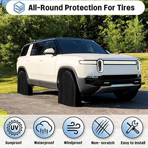 OutdoorLines Waterproof Tire Covers Set of 4 - color: Black, size: XL - Fits Tire Diameters 33"-35"
