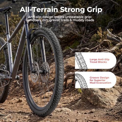26/27.5x2.2 Mountain Bike Tires with Inner Tubes & Tire Levers (2 Sets) | Cross Country Bicycle Foldable Replacement Tires - High-Traction Off-Road Tires for Trail and XC Riding - size: 27.5x2.2
