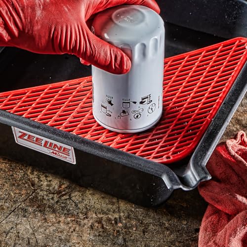 ZEELINE BY MILTON ZE702 9.5-Quart Oil Drain Pan with Filter Drain Tray, Heavy-Duty Polyethylene, Integrated Pour Spout, Large Catch Basin for Oil, Coolant & Transmission Fluid