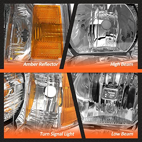 for 2007-2014 Chevy Silverado Headlights Chrome Housing - color: A-Chrome Housing Amber Reflector