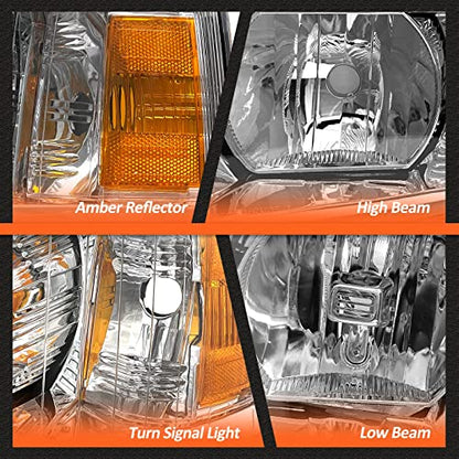 for 2007-2014 Chevy Silverado Headlights Chrome Housing - color: A-Chrome Housing Amber Reflector