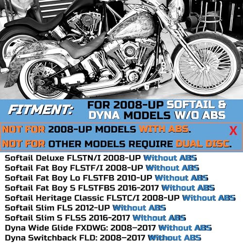 FatFlex Front Wheel for Harley Softail Dyna 21” x 3.5” Single Disc - color: 21*3.5'', Black+Black+Black (NON-ABS)