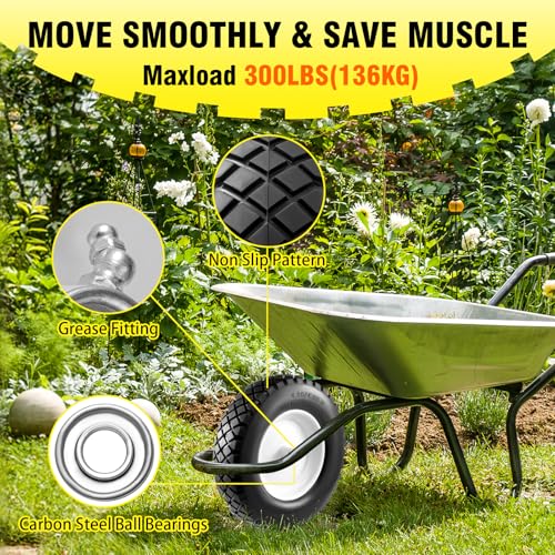 4.80/4.00-8 Wheelbarrow Tire and Wheel 16" Flat Free Solid 2PCS Hand Truck