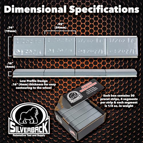 Silverback 1/2 oz Gray Steel Adhesive Wheel Weights, 120-Piece Box - color: Gray, size: 1/2 oz