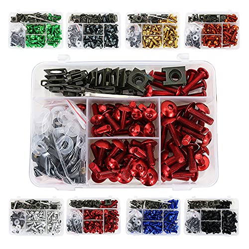 Universal Fairing Bolt Kits Fit for CRF/YZ/NINJA/GSX/DRZ Series - color: Red
