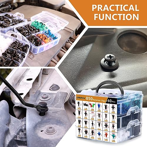 Car Push Retainer Clips Plastic Rivets 910PCS Bumper Clips Door Panel Trim Clip 24 Most Popular Sizes Car Body Fasteners Kit with 15 Cable Ties Fastener Remover for GM Ford Toyota Honda Chrysler Acura - size: 910PCS
