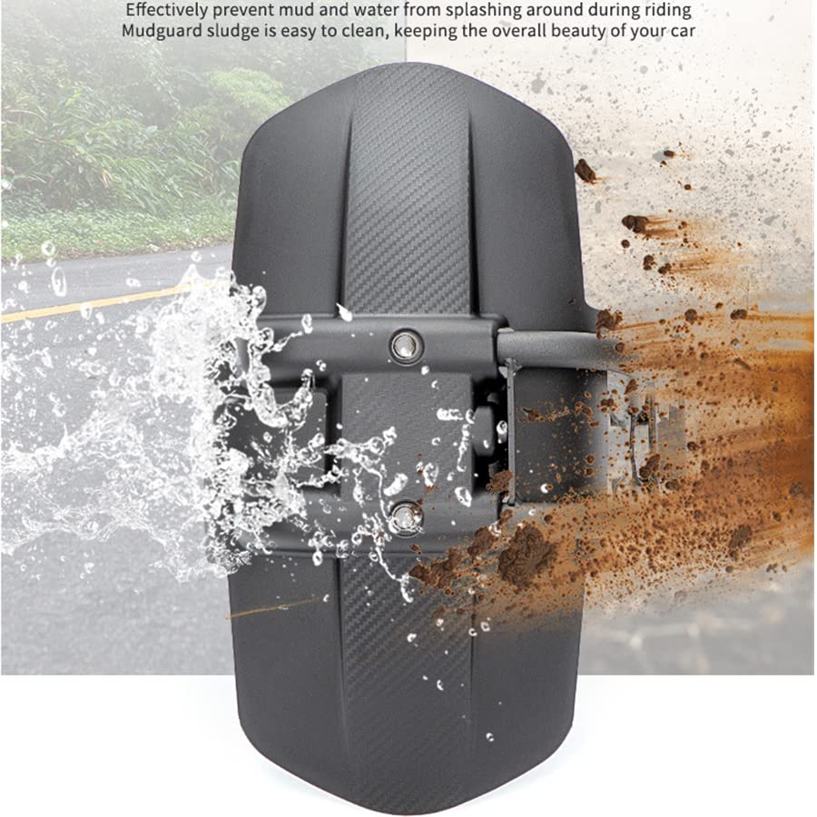 Qiilu Motorcycle Rear Mudguard, Black ABS & Stainless Steel, Universal Fit for Convex Rear Flat Fork 12-18inch Tires
