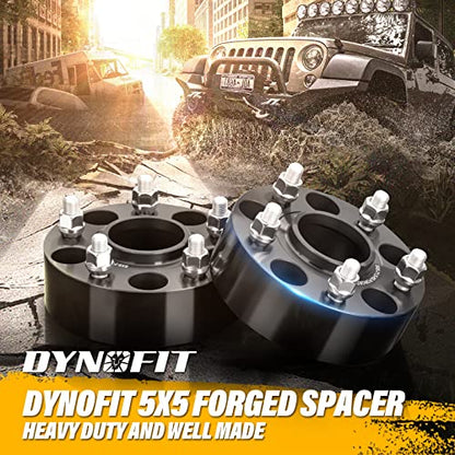 dynofit 2in Wheel Spacers 5x5 for 2007-2018 Wrangler JK/JKU, 5x127mm Hub-Centric 71.5mm Thread 1/2"-20 for 1999-2010 Grand Cherokee WJ/WK, 2005-2010 Commander XK, Real Forged Aluminum Spacer, 4Pcs - size: 2 inch - 1/2-20 Studs