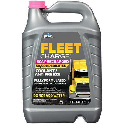PEAK Fleet Charge SCA Precharged 50/50 Prediluted Antifreeze and Coolant for All Heavy Duty Engine Cooling Systems, 1 Gal. - size: 50/50