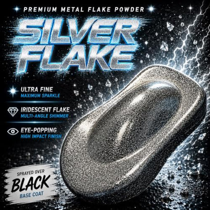 LiME LiNE Sprayable Metal Flake Paint Additive: Solvent Resistant Glitter for Automotive Custom Painting (Silver) - color: Silver