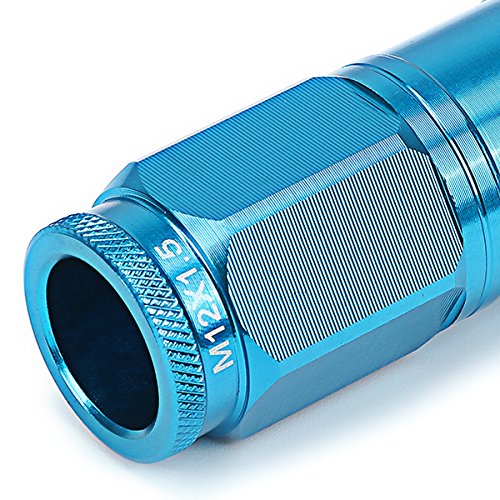 Auto Dynasty M12 x 1.5 Open End Design 16-Piece Aluminum Alloy Wheel Lug Nuts + 4 x Lock Nut + 1 x Lock Nut Key (Light Blue) - color: Light Blue