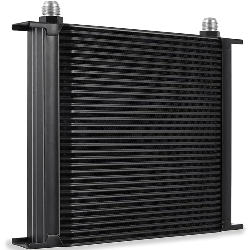 34 Row Large Black Aluminum Auto Engine Transmission Oil Cooler 12 Volt 90w Electric Fan 6AN in-Line Hose End Fitting 180'F Degree Temperature Switch Thermostat Wiring Kit