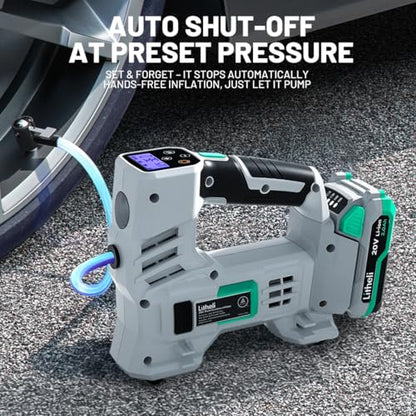 Litheli Tire Inflator Air Compressor, 20V Cordless Car Tire Pump with Digital Pressure Gauge 150PSI for Car Tire, Bike, Sport Ball, 2.0 Ah Battery & Charger