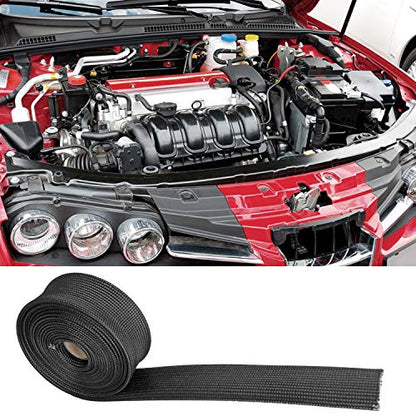 Fiberglass Heat Wrap Wire Shield Sleeve- 1" IDX 10' Adjustable Black Exhaust Heat Shield Spark Plug Wire For Car&Auto Wire Loom Brake Line Cable - size: 1" IDX 10'