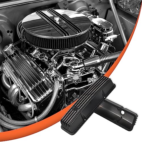 Aluminum Valve Covers Finned - color: Black, size: SBC 58-86
