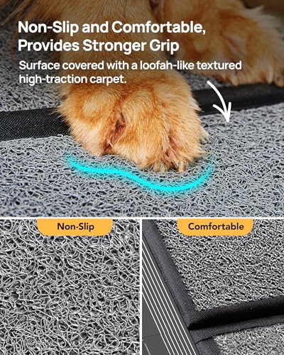 PetThem Dog Ramp for Cars, 63" L × 17" W, Lightweight Foldable - size: 63" L x 17.2" W with Dog Pattern Upgraded