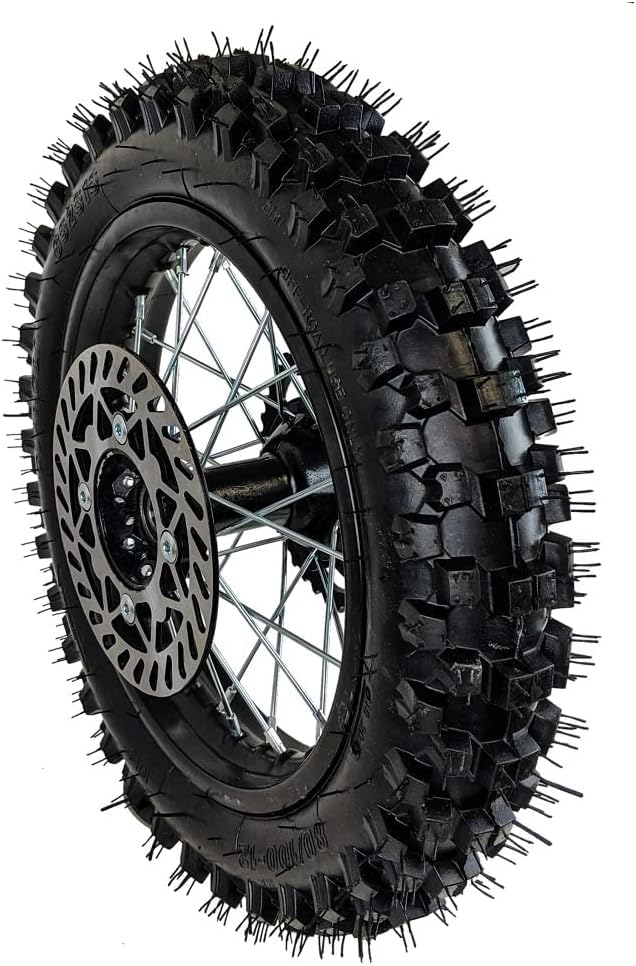 12" Rear Wheel 80/100-12 Tire Assembly For Dirt Pit Bike 125cc 140cc 150cc Apollo SSR XR CRF TaoTao Includes Brake Rotor and 428 Sprocket (12 with Components) - size: 12 with Components