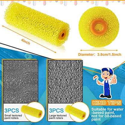 Suclain 8 Pcs 4 Inch Paint Roller Textured Bed Liner Roller Covers and Paint Roller Frame Kit Texture Roller Bed Liner Roller for Truck Coating Create Texture Effect