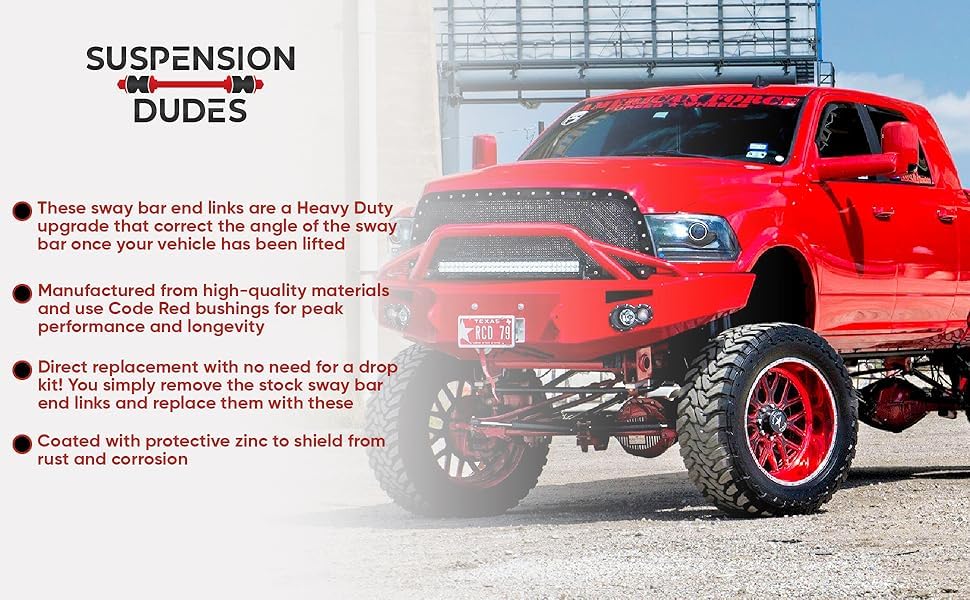 PAIR Front Sway Bar 6" Lift Extended Link Kit 4WD FITS Select Models Avalanche, Silverado, Tahoe, Sierra, Ram 1500, F-150, Hummer 2001-2018, Bushings Designed And Manufactured USA - size: 4"-6" Lift