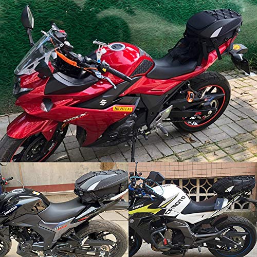 Motorcycle Tail Bag,Waterproof Seat Bag,Dual Use Backpack With Cargo Net - color: Black(Tailbag)