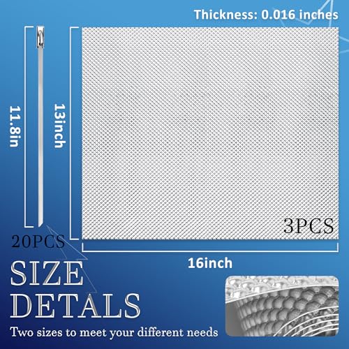 3 Pack Exhaust Heat Shield Automotive, Embossed Aluminum Heat Shield Kit with 20PCS Cable Metal Ties for Car Muffler Exhaust Wrap Heat Pipe High Temp Thermal Barrier (3Pcs 13” * 16”) - color: 3Pcs 13” * 16”